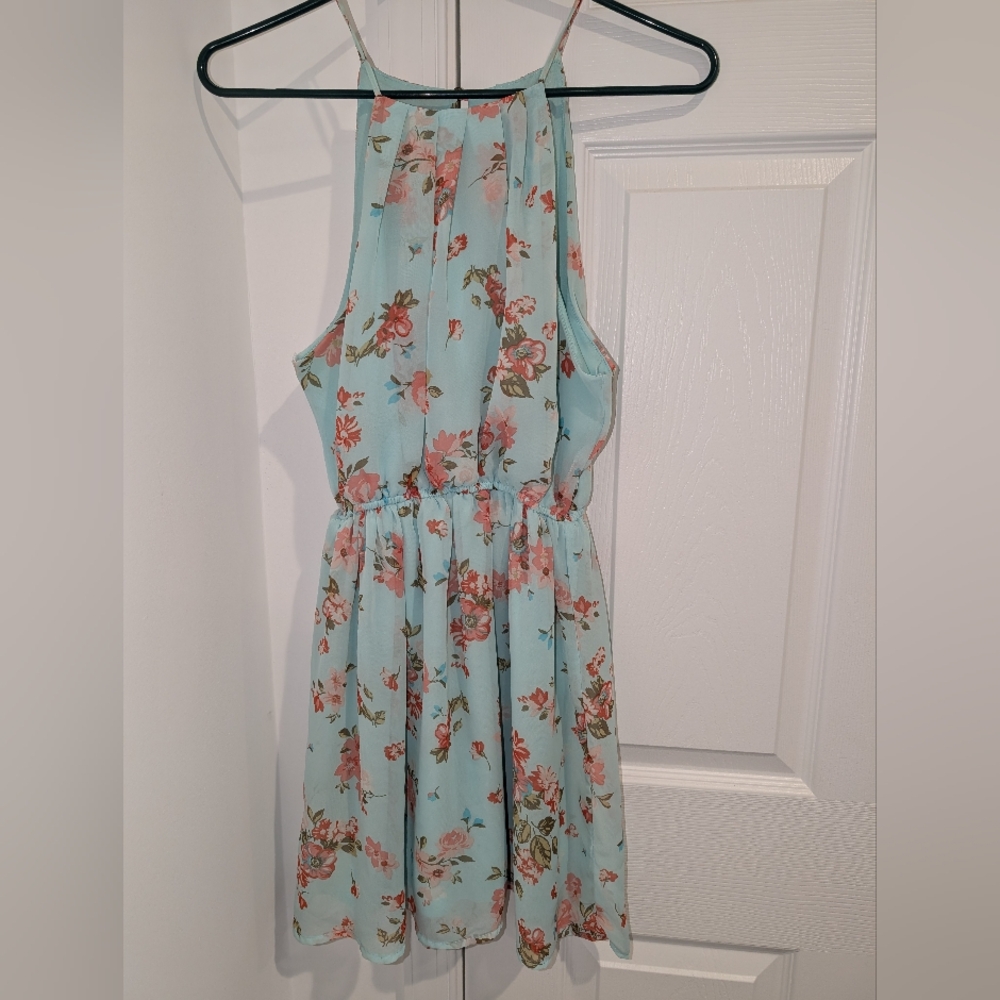 Teal and peach dress